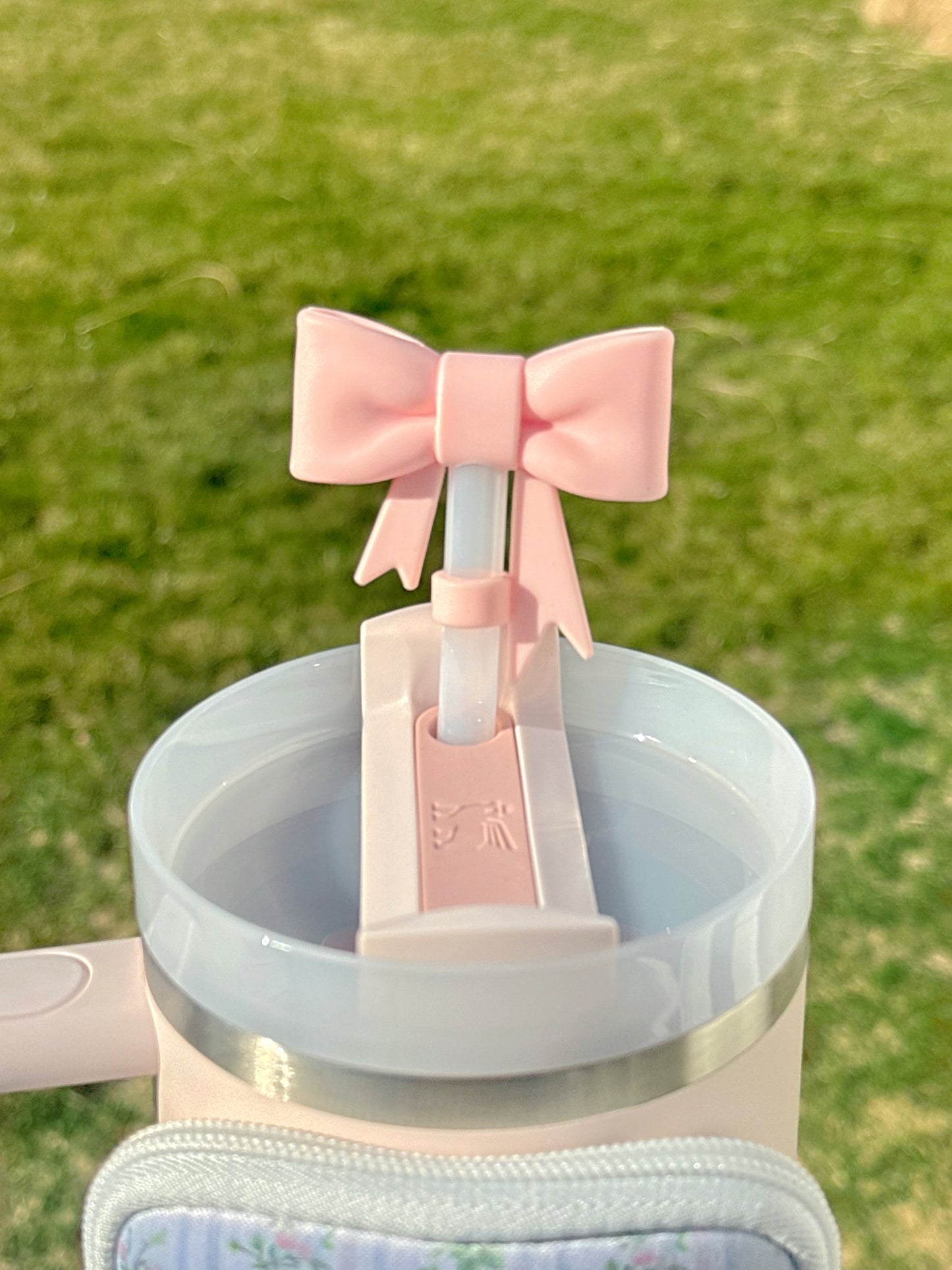 Coquette Pink Bow Straw Topper